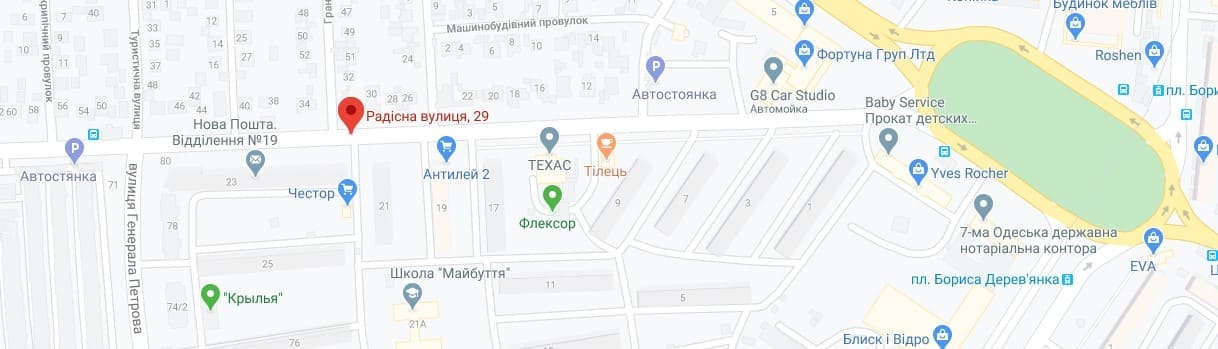 Карта Google Пространство на Радостной